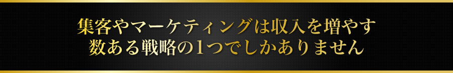 集客やマーケティングは収入を増やす数ある戦略の1つでしかありません